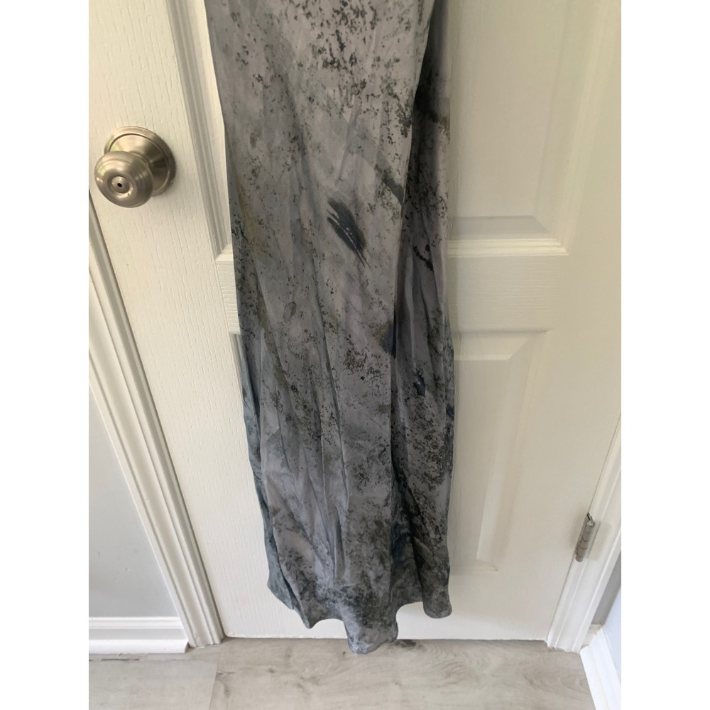 Topshop Cowl Neck Abstract Marble Print Midi Dress Grey Blue US 4 F105977 - Picture 2 of 11